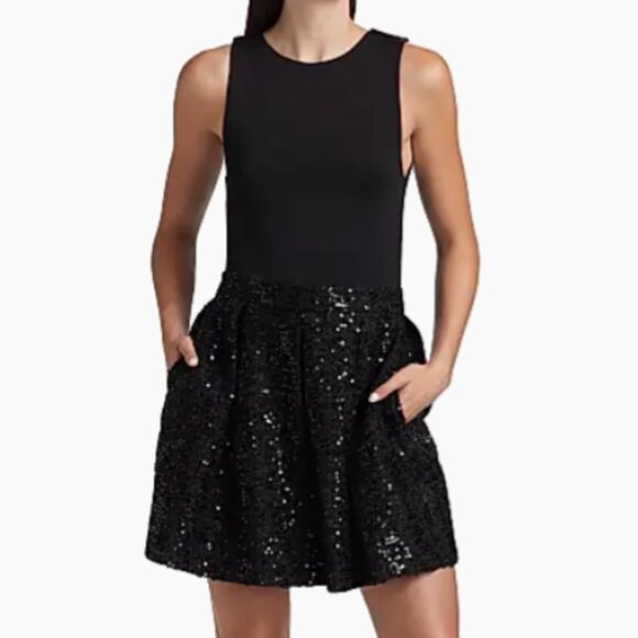 Alice & Olivia Chara Sequined Fit & Flare Minidress Sz 8 NEW w/tags - Picture 3 of 16